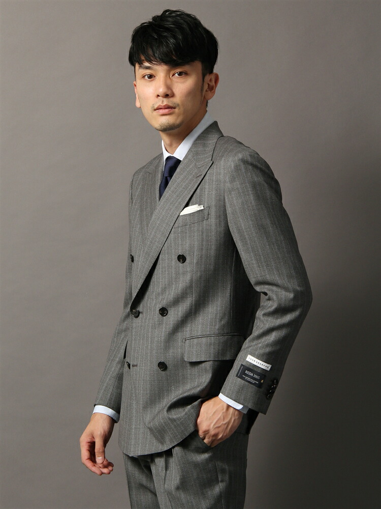 スーツ ダブルブレスト グレンチェック FIT CH19 春夏用 ライトグレー 
