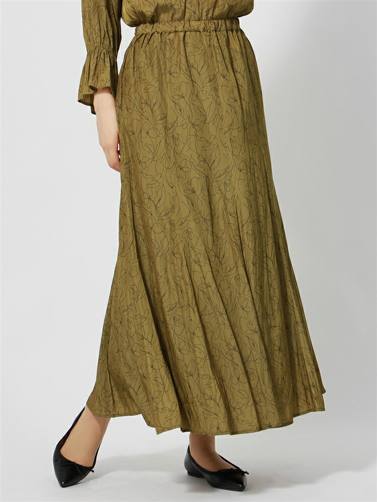 人気商品再入荷 秋冬 線画で施したフラワープリントが柔らかな空気を醸す スーツ セットアップ Web限定 Littlechic Littlechic Web限定 ハンドウォッシュ パウダリーサテンフラワープリントフレアスカート グリーン ザ スーツカンパニー 売り切り御免 スカート