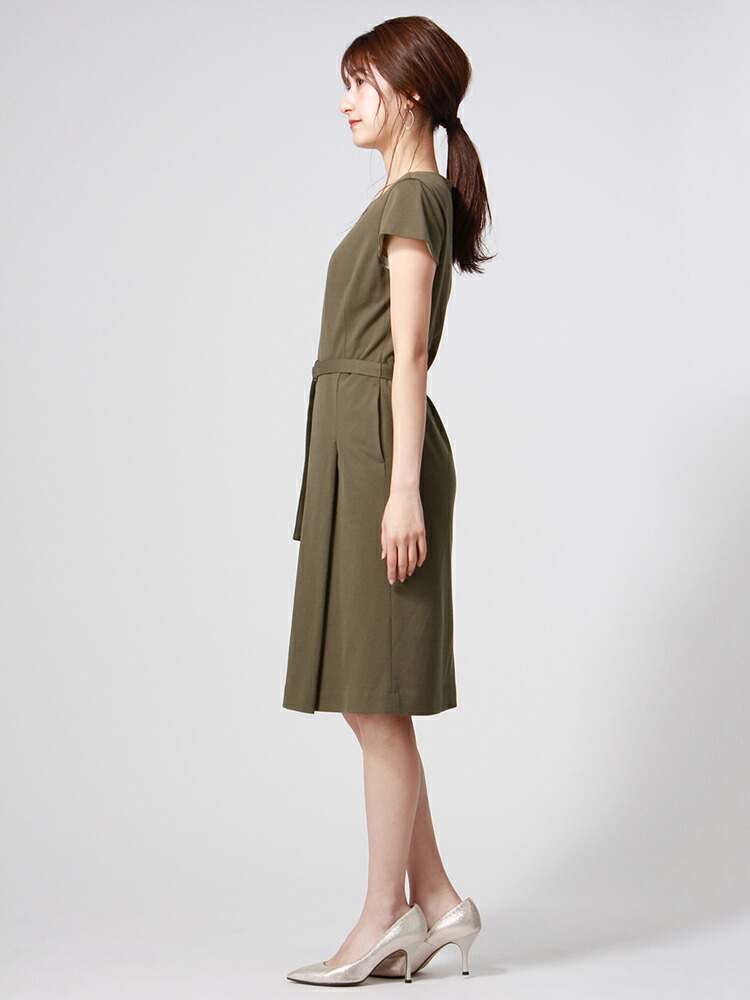 楽天市場 期間限定10 Off Peach Johnコラボ ウォッシャブル 鹿の子ジャージーベルト付き半袖ワンピース カーキ ホワイト ザ スーツカンパニー The Suit Company Outlet