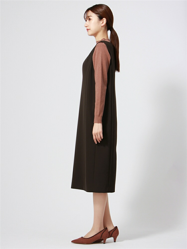 ウォッシャブル ダブルクロスストレッチ Vネックワンピース ダークブラウン ホワイト ザ スーツカンパニー Lojascarrossel Com Br