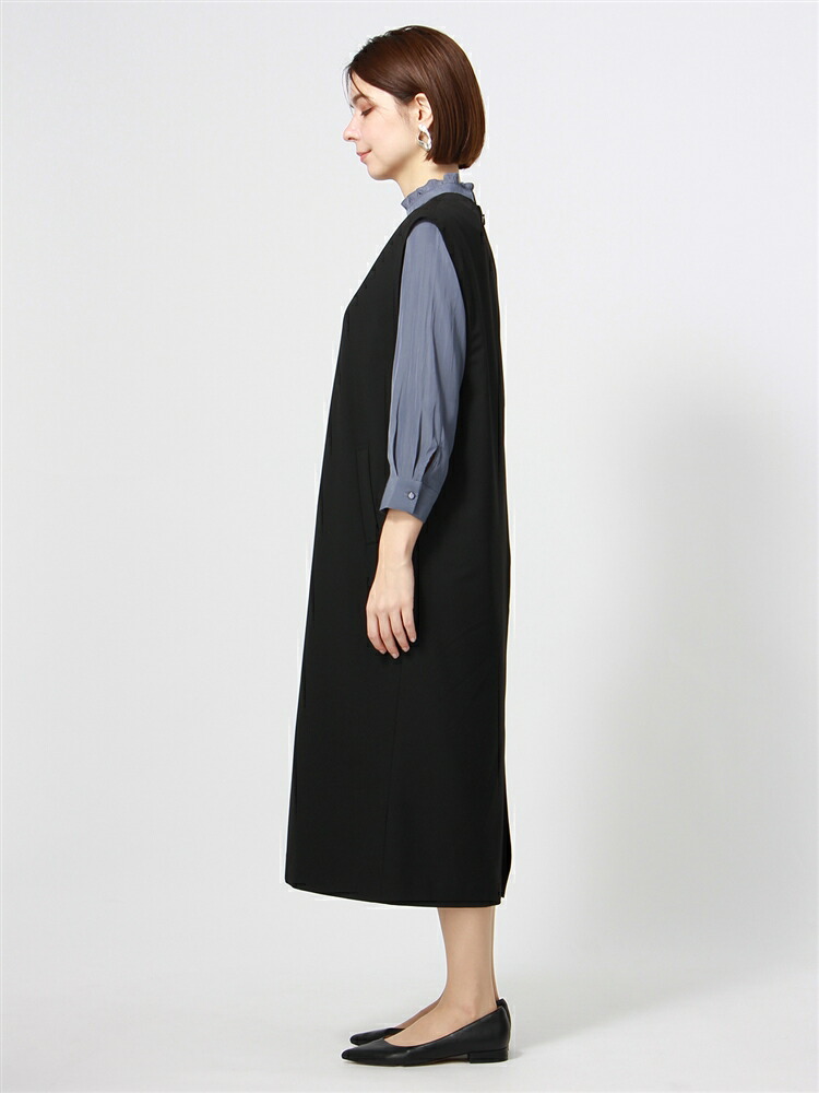 ウォッシャブル Tr2wayストレッチ Vネックワンピース ブラック ホワイト ザ スーツカンパニー Dokinkarfetv Com