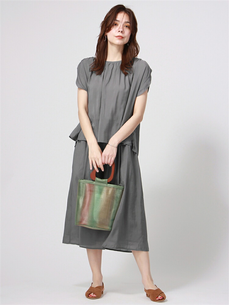 シルキーローン 春夏 フェミニンなワンピース風コーデが楽しめる シルキーローン ハンドウォッシュ Littlechic チャコールグレー Web限定 ザ スーツカンパニー The Web限定 Company スカートスーツ Outlet ブラウスセットアップ Suit