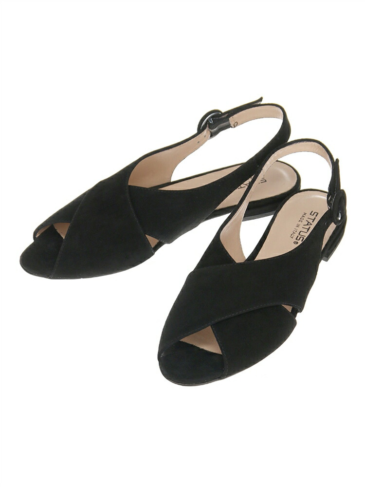 新規購入 Status スウェード ストラップサンダル ブラック 色柄コード Bl 柔らかい Araizahoteles Com