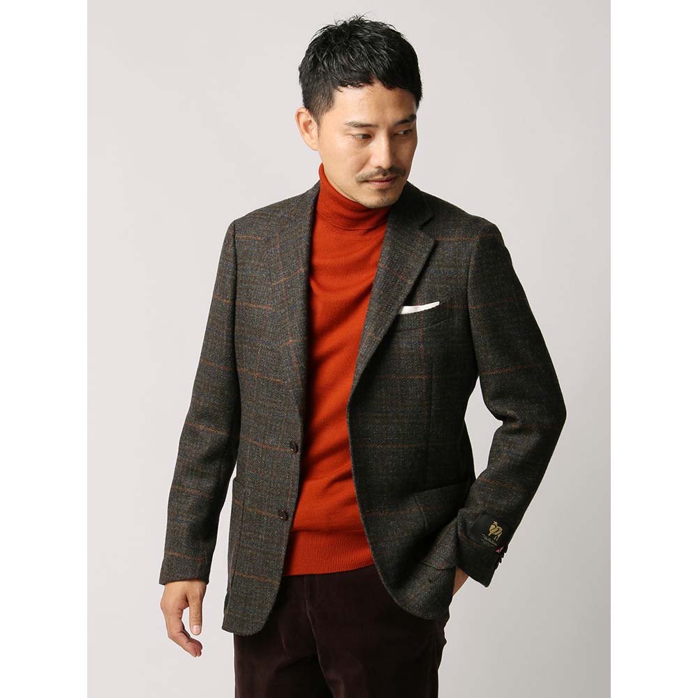 高品質 特別価格 ビジネスジャケット メンズ 秋冬 Etonne Mallalieus ブリティッシュウール カーキ ザ スーツカンパニー チェック柄ジャケット Lt7 Qe Socks Studio Com