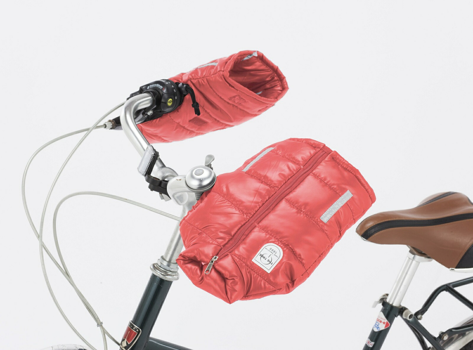 楽天市場 ハンドルカバー 自転車 かわいい おしゃれ 防水 防寒 温かい 撥水 リフレクター 冬 自転車ハンドルカバー ピンク ダウンジャケット ヒロオカ 楽天市場店