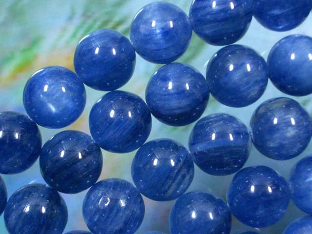カイヤナイト丸玉10mm<br>のオーダー ブレスレット<br>「完成品」