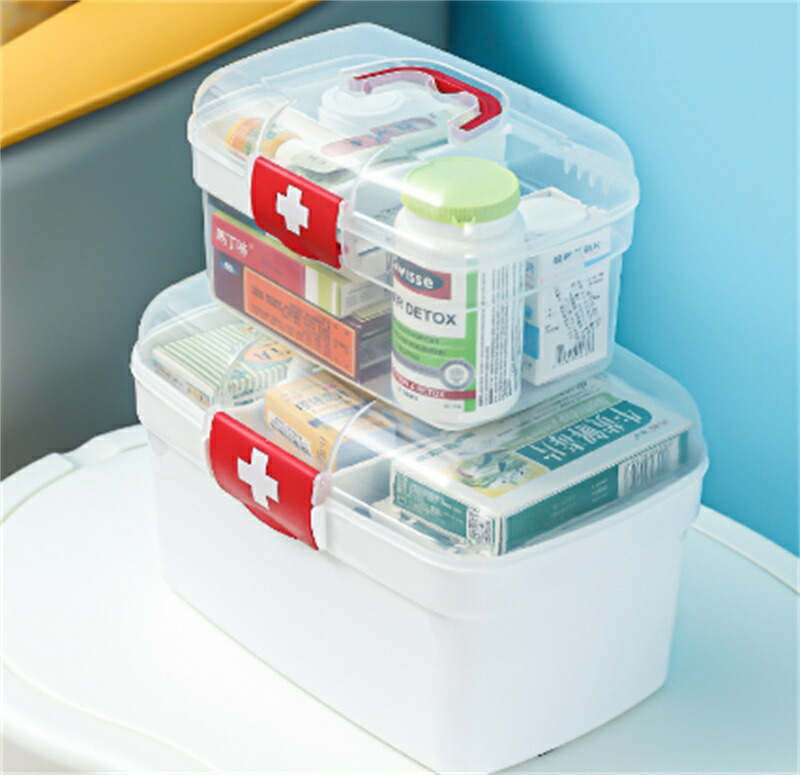 楽天市場】薬箱 救急箱 おしゃれ 大容量 2段 収納ボックス 医療箱