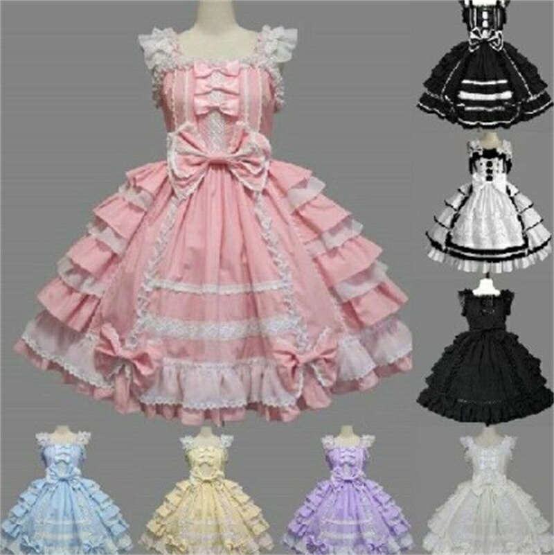 甘いロリータワンピース レース切り替えコットン　レースリボンアイドル衣装フリルレイヤーロリータジャンパースカート ロリータ服 lolita ロリータワンピース cosplay 二次元 可愛い ゴスロリ コスプレ衣装 ダンス衣装 ライブ ハロウィン 文化祭 学園祭 かわいい｜シングス 8,280円
