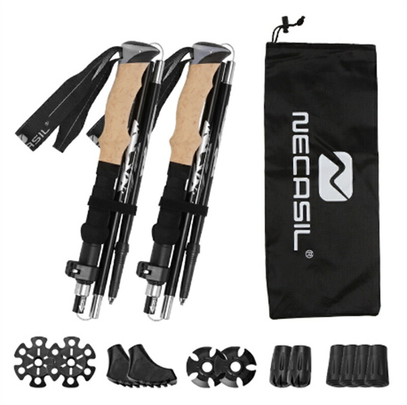 トレッキングポール 登山 ストック 折りたたみ式 軽量アルミ製 登山用 ストック 登山杖 収納バッグとラバーキャップ付き アウトドア ハイキング 2本セット