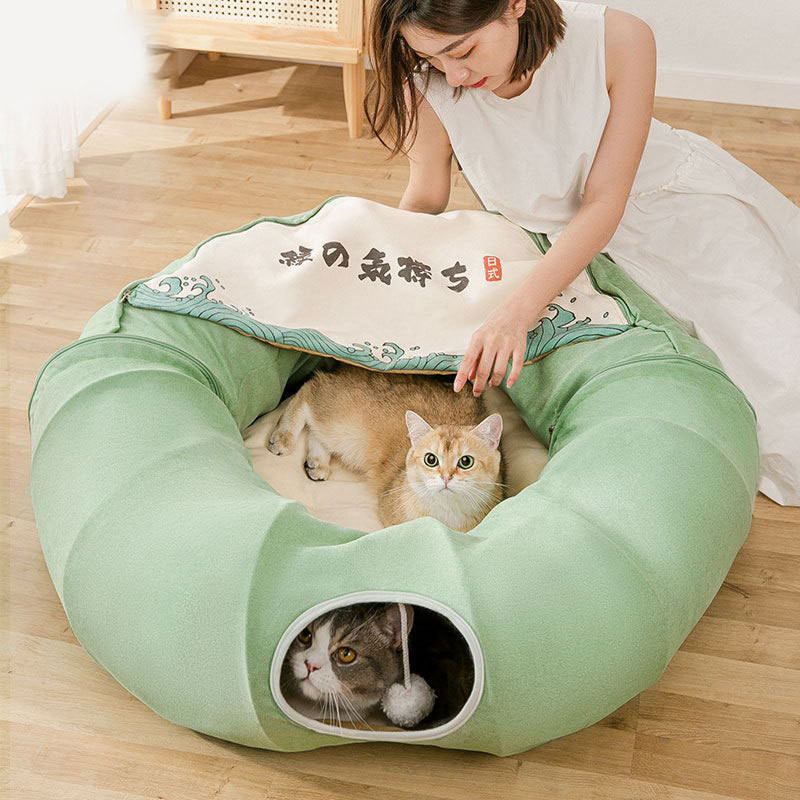 ねこ水平坑 猫 水平坑 猫棲み家 キャットトンネル 猫臥榻 遊び道具 愛玩動物棲み家 猫 猫水平坑 猫の寝袋 愛玩動物備品 小型犬 愛くるしげ 帆布 座布団 納める助けになる 2WAY 猫命のせんたく 運動すること打つ手