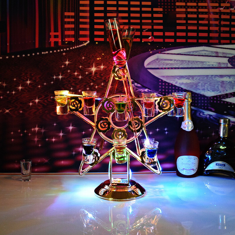楽天市場】五芒星テキーラ観覧車 LED酒ボトルの表示棚 五芒星 LED酒
