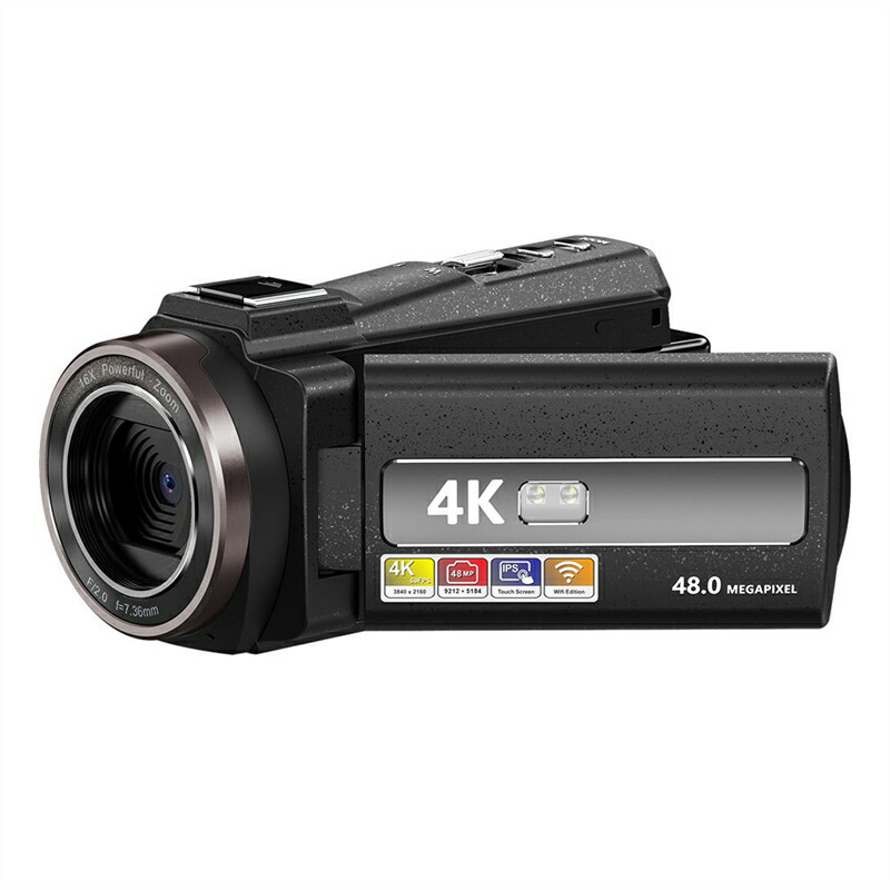 テレビカメラ 4K 映画化 16倍デジタルズール 4800万絵素 広角水晶体超高画質 IRナイト爵夢幻 Wifi役立つこと 3.0in画面 Web写真機 YouTube写真機 DVテレビカメラ VLOG写真機
