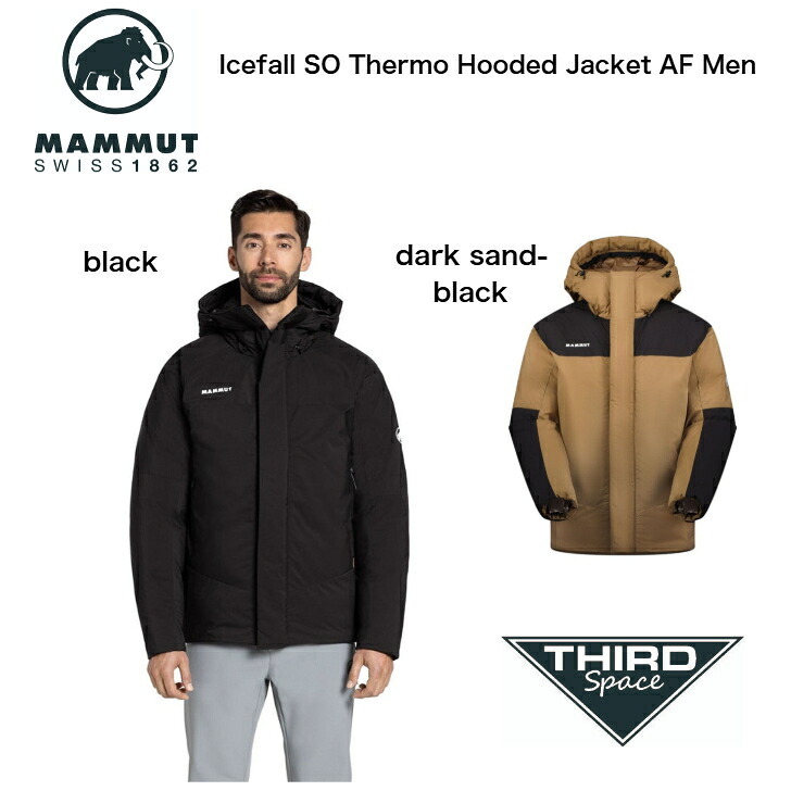 【SALE 30％OFF】 MAMMUT マムート アイスフォール ソフトシェル サーモ フーデッド ジャケット アジアンフィット 防水 軽量 ソフトシェル素材 断熱 black/dark sand-black 全2色 送料無料｜THIRD space札幌