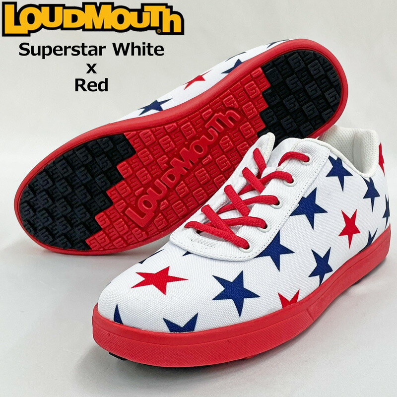 ラウドマウス 2026 ユニセックス スパイクレス ゴルフシューズ Superstar White x Red スーパースターホワイト × レッド LM-GS0005 866980(254) 【日本規格】【新品】26SS Loudmouth スニーカー メンズ レディース 866-980 APR1