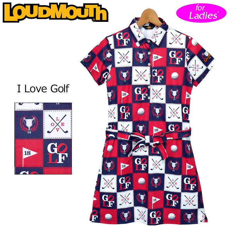 ラウドマウス レディース 半袖 半袖 ワンピース I Love Golf アイラブゴルフ ゴルフ 251 日本規格 新品 ss Loudmouth ゴルフウェア Off ラウドマウス専門店 Lm Style 即納 やんちゃで遊び心がありながら 上品で派手 ラウドマウス専門