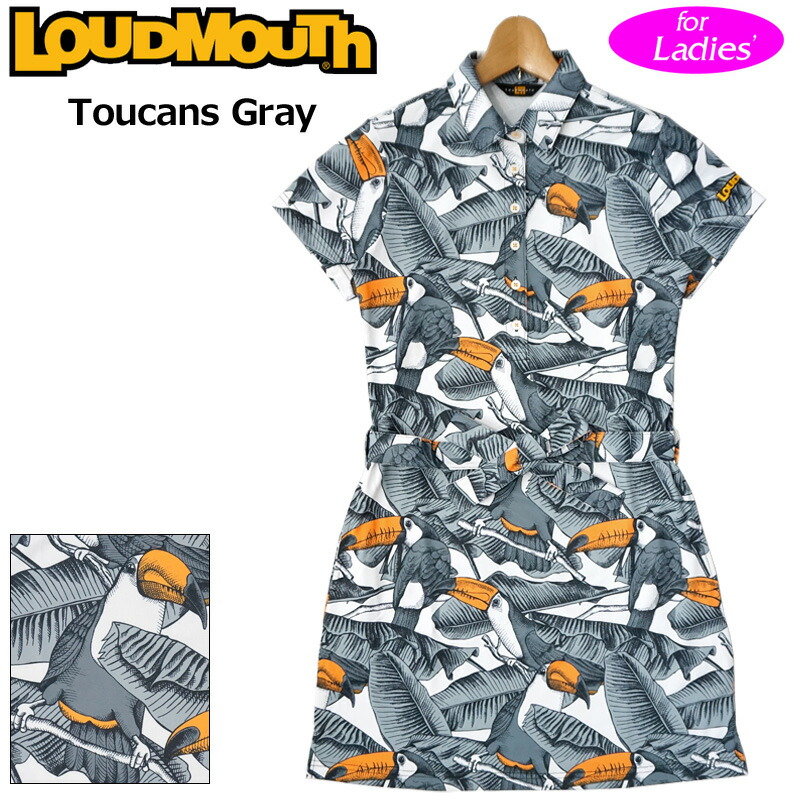 ラウドマウス レディース 半袖 ワンピース 吸汗速乾 UV CUT 771652 296 Toucans Gray トゥーカンズグレー 21FW  Loudmouth ゴルフウェア ゴルフワンピ SEP2 【在庫あり 即納】