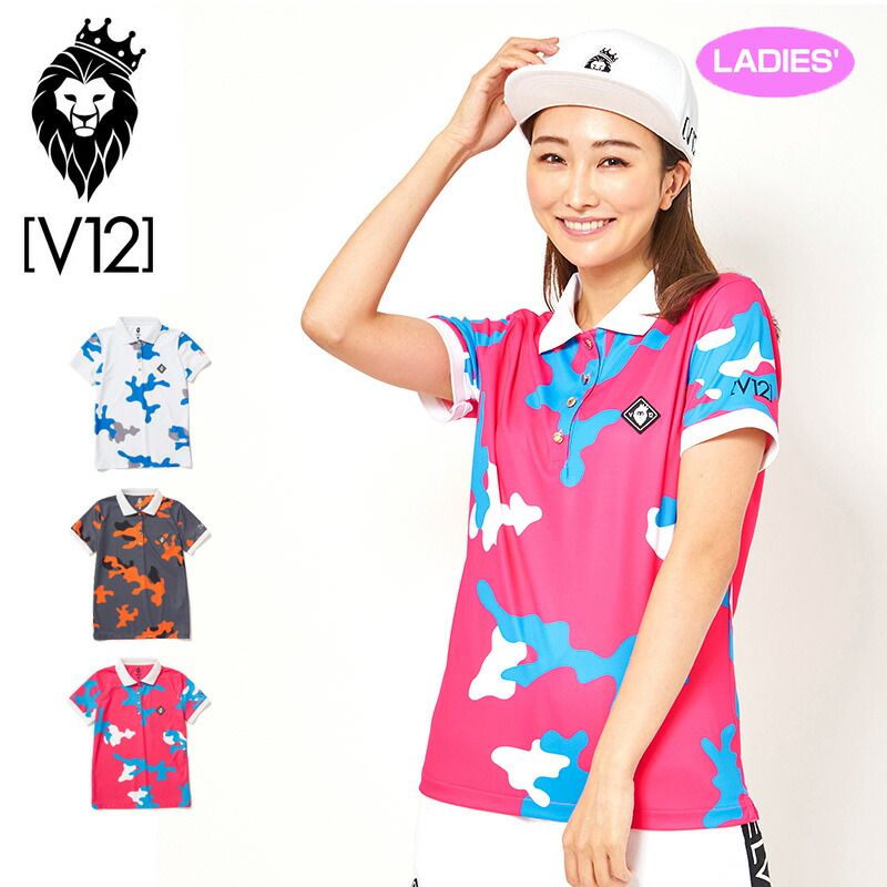 V12 ゴルフ ヴィ・トゥエルヴ レディース 半袖 スポーツシャツ LIGHT CAMO POLO V122010-CT08 【新品】PAAR ゴルフお召しもの V12 GOLF 点火装置家鴨