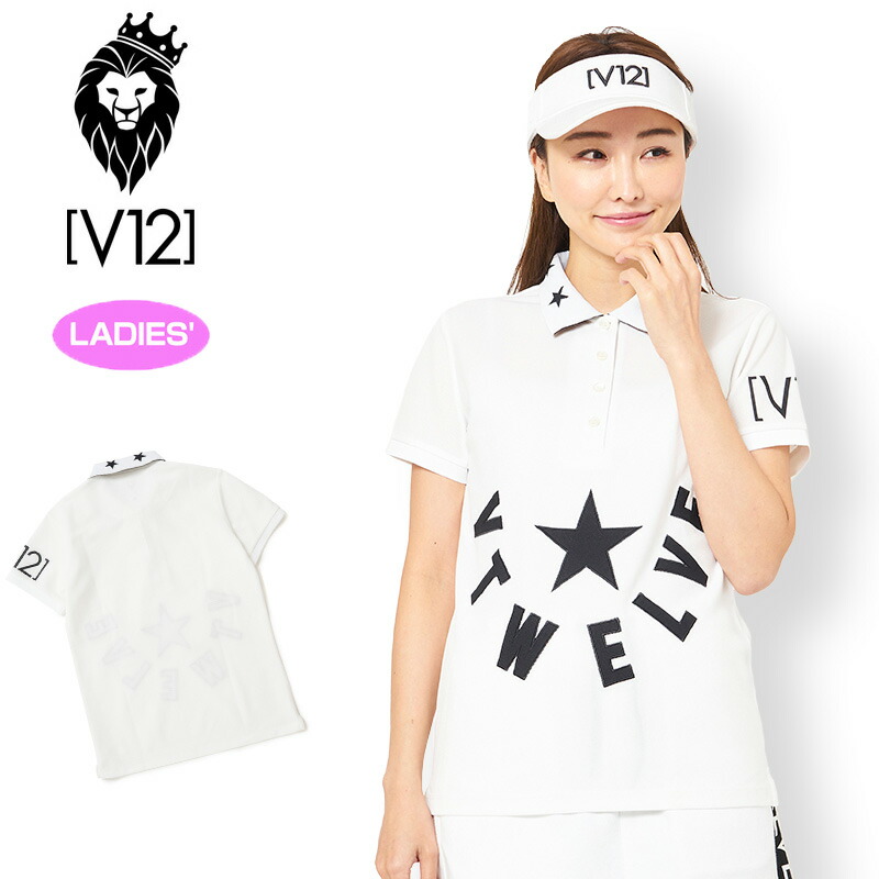 V12 ゴルフ ヴィ・トゥエルヴ レディース 半袖 スポーツシャツ ARCH LOGO WHITE V122010-CT20_02 【新品】PAAR WM ゴルフお召しもの トップス 吸水 速乾 V12 GOLF アーチ形ロゴタイプ
