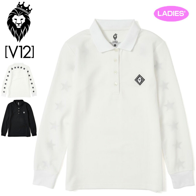 V12 ゴルフ レディース 長袖 スポーツシャツ BACK STAR L/S POLO V122120-CT01 ヴィ・トゥエルヴ 【新品】QCBR ゴルフお召しもの 今めかしい STAR はやりっ児 V12GOLF