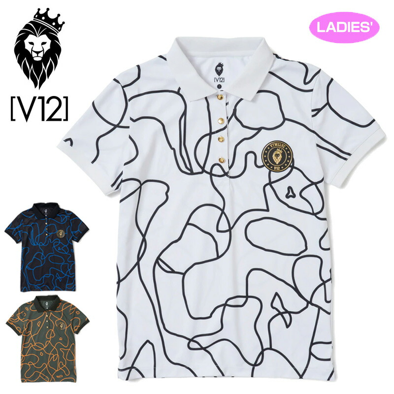 V12 ゴルフ レディース 半袖 スポーツシャツ O/L CAMO POLO V122210-CT08 ヴィ・トゥエルヴ 【新品】RAAR ゴルフお召しもの 半そで 今めかしい トップス 家鴨 V12GOLF APR1