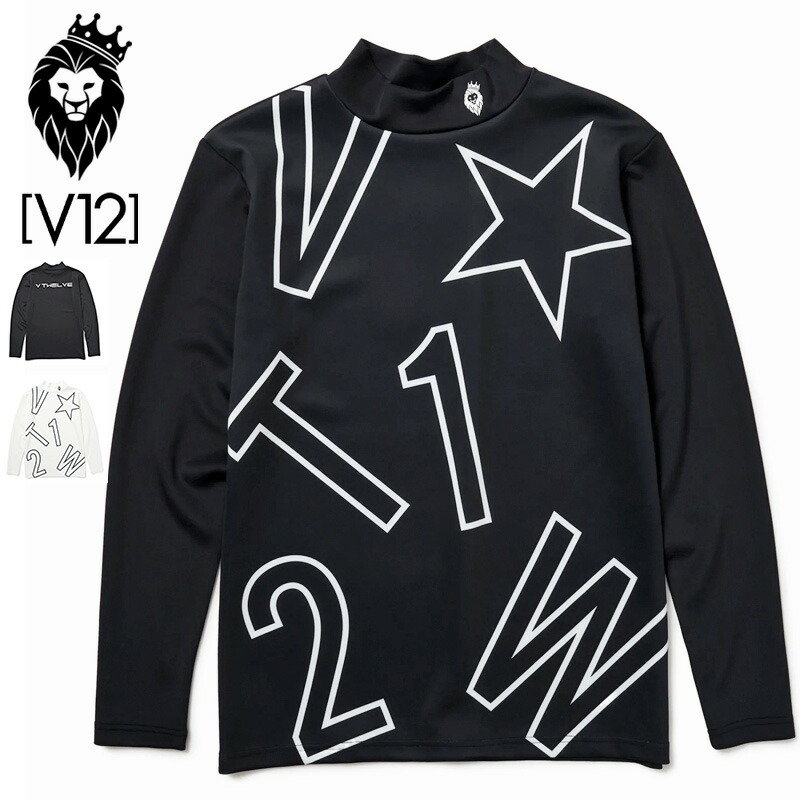V12 ゴルフ メンズ モックネック 長袖 プルオーバー CRAZY LETTER L/S MOCK V122220-CT04 ヴィ・トゥエルヴ 【新品】RCBR ゴルフお召しもの モックシャツ V12GOLF SEP2