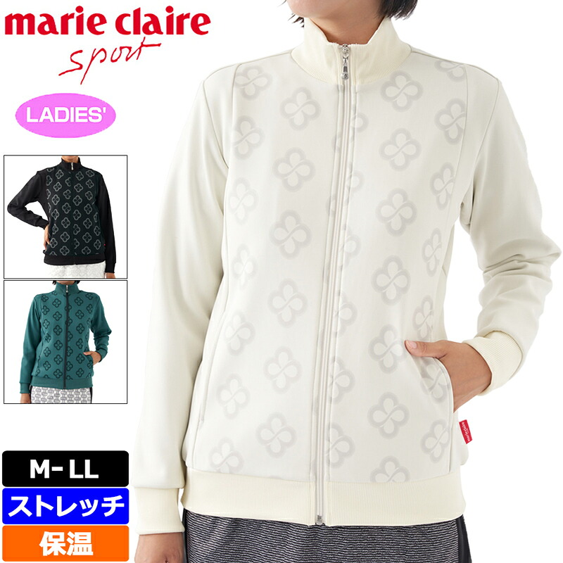 マリクレール レディース フルジップ 裏天鵞絨調 長袖 上衣 733271 【新品】 SCBR marie claire ゴルフお召しもの 上衣 プルオーバー 長そで OCT3