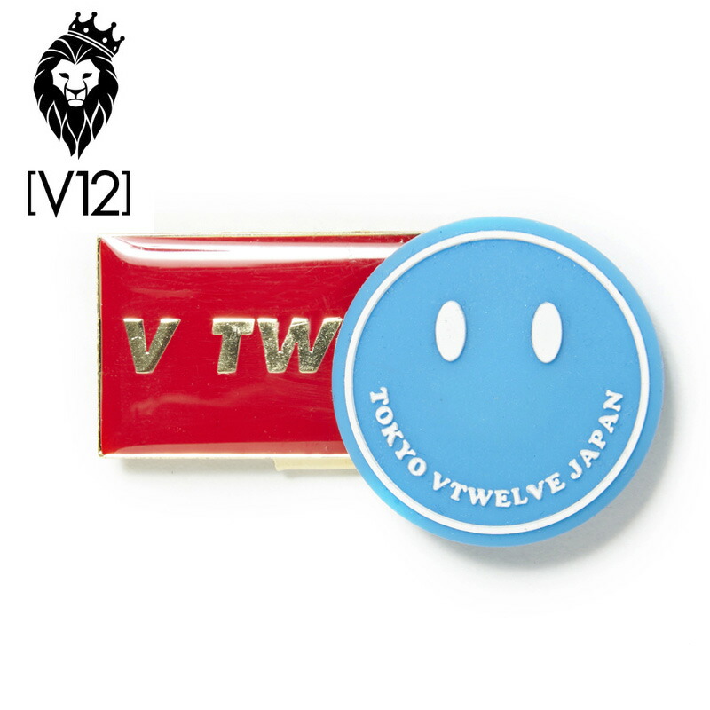 V12 ゴルフ ヴィ・トゥエルヴ スマイル クリップ&マーカー V121820-AC03 75 ブルー8SS1 クリップマーカー ボールマーカー ゴルフ マグネット式マーカー V TWELVEロゴ SMILE MARKER おしゃれ V12 GOLF