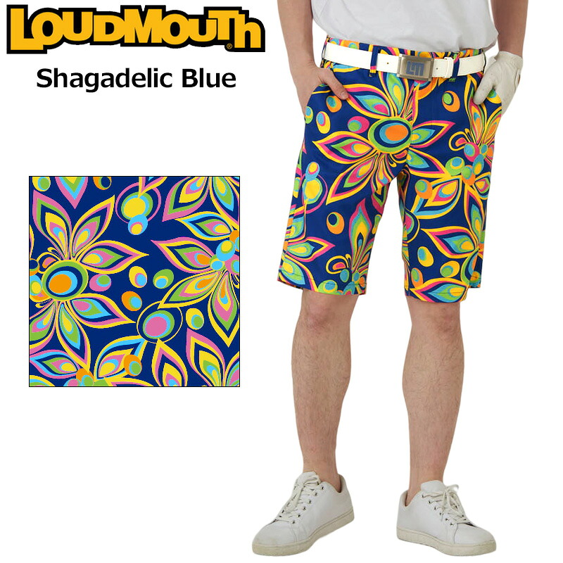 ラウドマウス メンズ ショートパンツ ストレッチ Shagadelic Blue シャガデリックブルー 763302(075) 【日本規格】【メール便発送】【新品】SAAR Loudmouth ゴルフウェア 派手 MAY2｜サードウェイブ ゴルフ＆スポーツ
