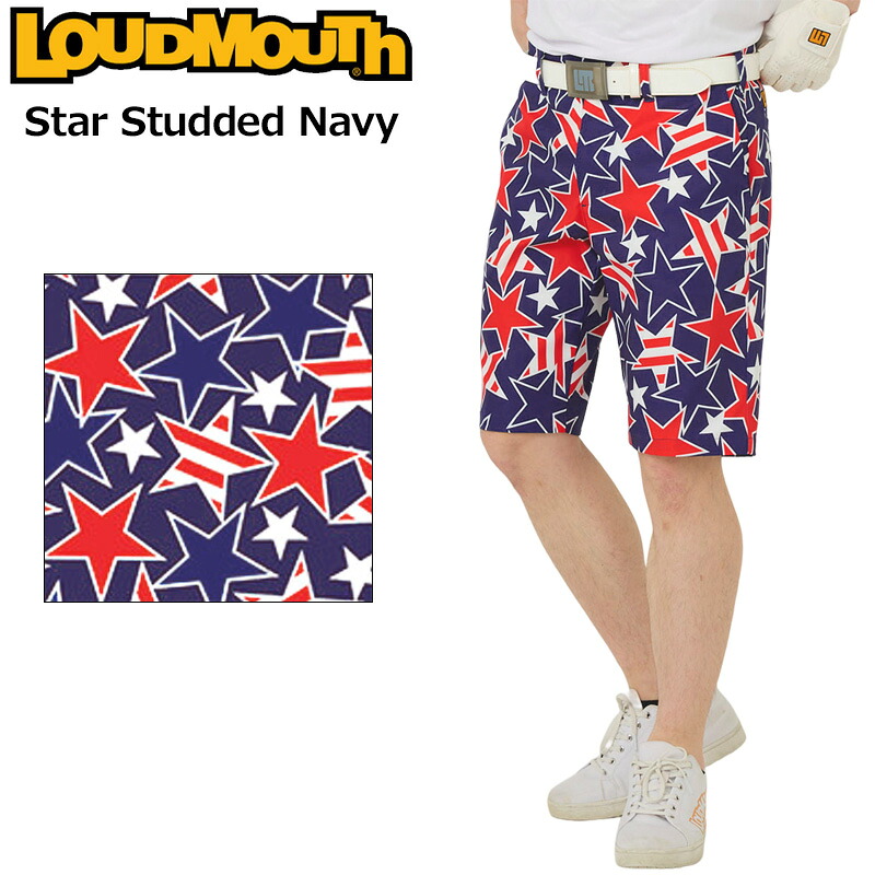 ラウドマウス メンズ ショートパンツ ストレッチ Star Studded Navy スタースタッズネイビー 763304(078) 【日本規格】【メール便発送】【新品】SAAR Loudmouth ゴルフウェア 派手 MAY2