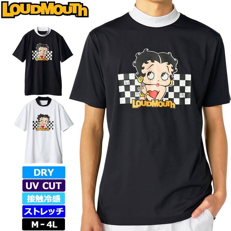 ラウドマウス × ベティブープ コラボ 2026 メンズ モックネック半袖シャツ 吸汗速乾 UVカット 接触冷感 ストレッチ 866616 日本規格【メール便発送】【新品】26SS Loudmouth Betty Boop モックシャツ ゴルフウェア 866-616 APR1