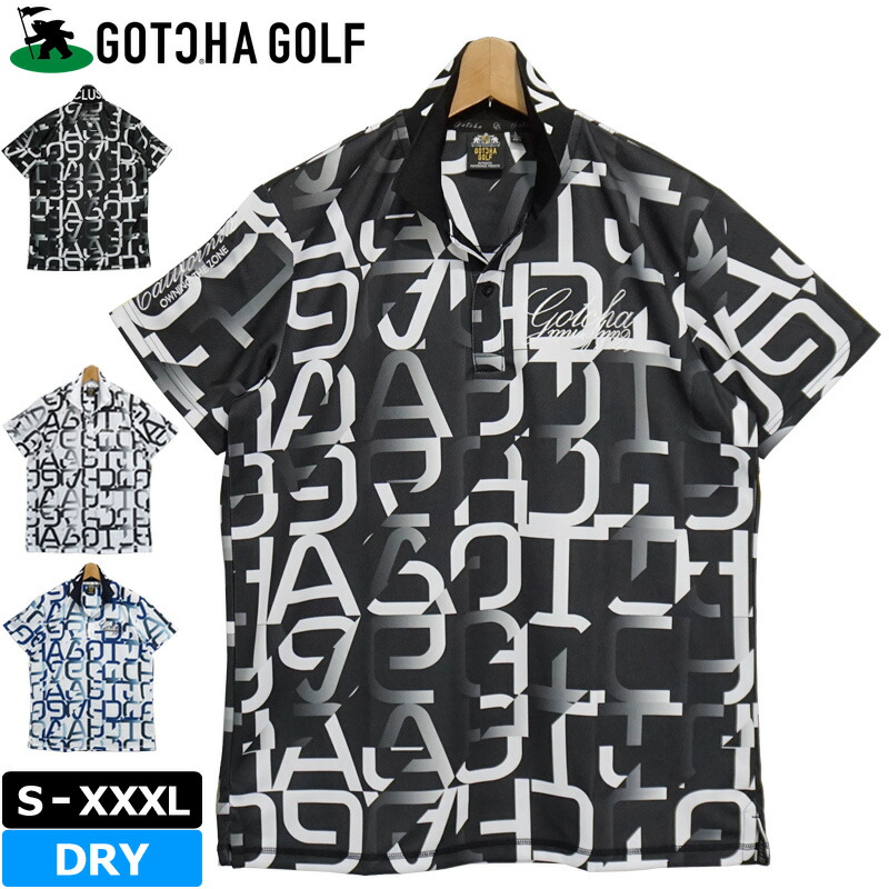 ガッチャゴルフ 22 メンズ 吸汗速乾 半袖 ポロシャツ メッシュ ビッグ総柄 222gg1211 Gotcha Golf 22ss 春夏秋 ゴルフウェア トップス Feb3 種類豊富な品揃え