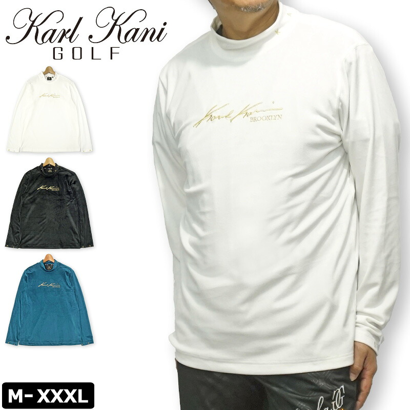 カールカナイゴルフ ベロア モックネック 長袖 シャツ 223KG1101 Karl Kani GOLF 【新品】RCBR モックシャツ 長袖モック ゴルフウェア トップス NOV3