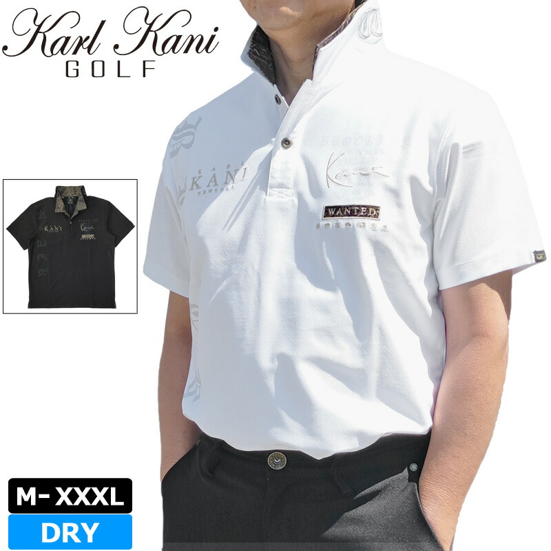 カールカナイゴルフ メンズ 吸水速乾 半袖 ポロシャツ 232KG1206 ゴールドグリーク柄使い Karl Kani GOLF 【メール便発送】【新品】SAAR ゴルフウェア トップス MAY3