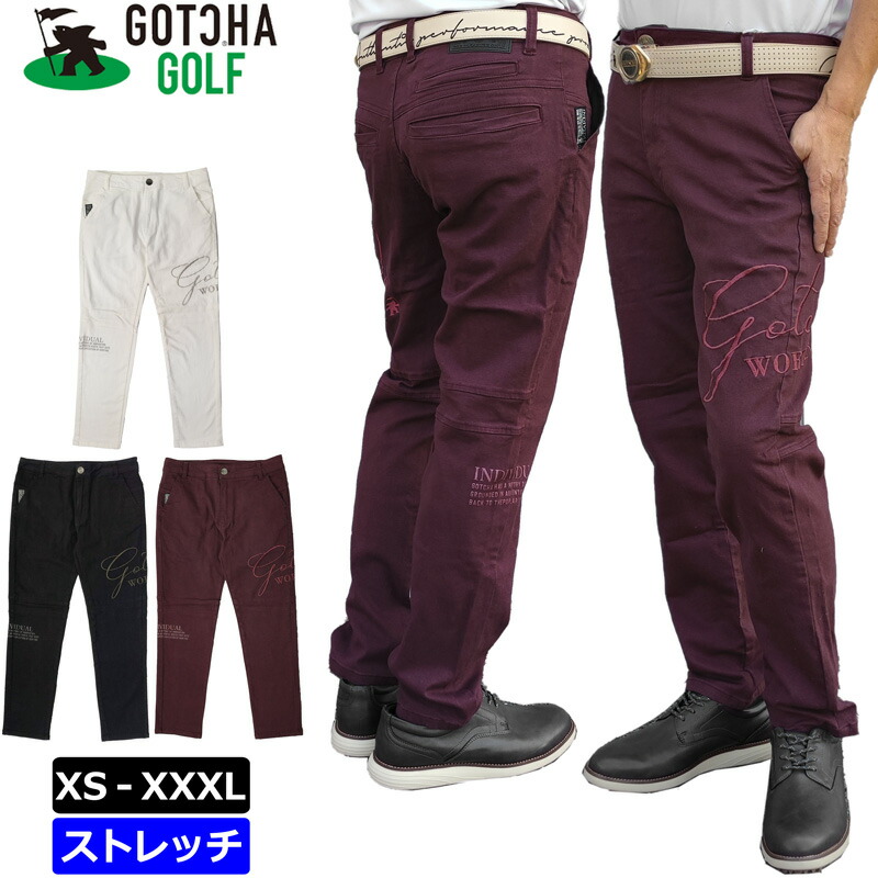 ガッチャゴルフ ストレッチ ロングパンツ ワントーン ビッグロゴ 241GG1805 GOTCHA GOLF【新品】SCBR シンプル 無地 ゴルフウェア ボトムス画像
