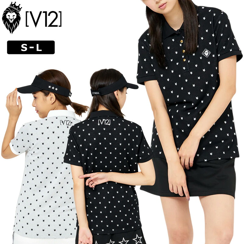 V12 ゴルフ レディース 半袖 ポロシャツ SS STAR POLO V122210-CT07 ヴィ・トゥエルヴ 【新品】RAAR ゴルフウェア 半そで おしゃれ トップス V12GOLF スター APR3