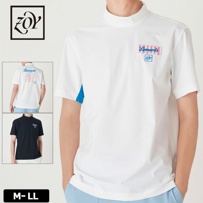 ZOY ゾーイ モックネック 半袖シャツ レナーズ コラボ サイズ3 zoy MENS フラグメントロゴプリント 半袖モックネックTシャツ ホワイト