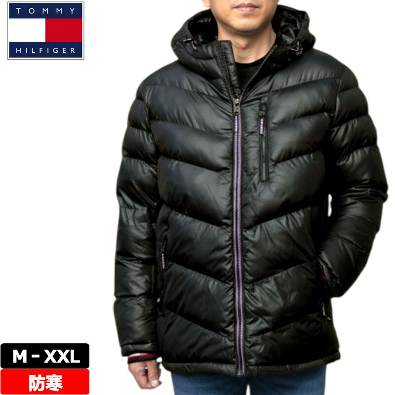 トミーヒルフィガー メンズ 防風 中綿ジャケット 150AN273 ブラック ボリューミー 防寒 保温 【新品】 TOMMY HILFIGER ボリューム 厚手 ゴルフウェア メンズウェア ダウンジャケット ブルゾン アウター トップス