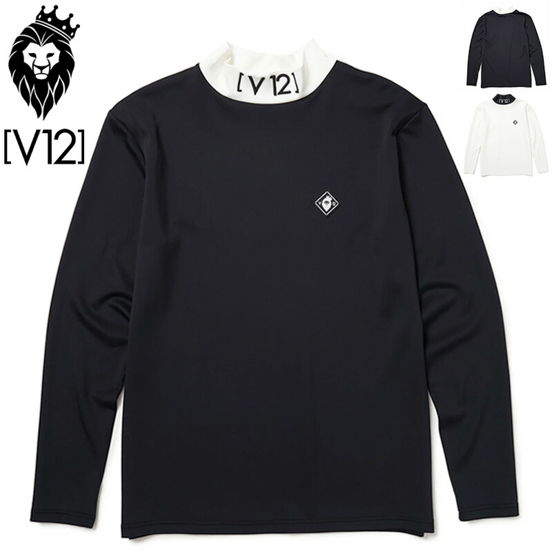サイズ：XL V12 ヴィトゥエルヴ  ハイネック 長袖Tシャツ  ブラック系 [240101433273] ゴルフウェア メンズ ストスト V12 ヴィトゥエルヴ ハイネック 長袖Tシャツ ブラック系 XL