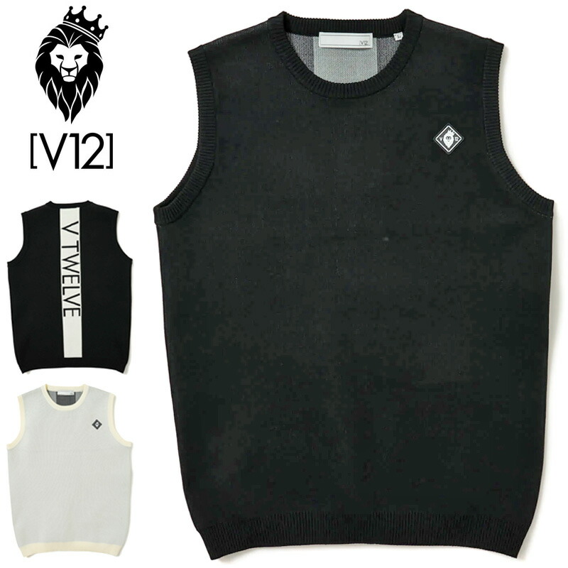 V12 ゴルフ メンズ 労働者の一団のど首 編み物 より良い VERTICAL VEST V122310-KN01 ヴィ・トゥエルヴ 【新品】SAAR 伸ばすこと ゴルフ御召しもの トップス GOLF MAR1