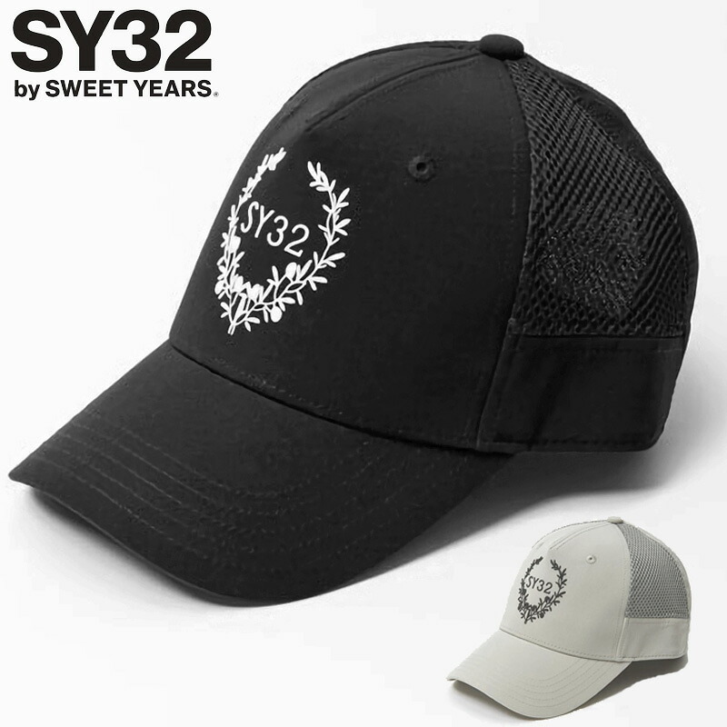 SY32 GOLF メンズ キャップ SYG-23S103 SYG OLIVE EMBLEM CAP ゴルフ【新品】SAAR 帽子 ゴルフウェア メンズウェア メッシュ 立体ロゴ リーフ 刺繍 3D APR3
