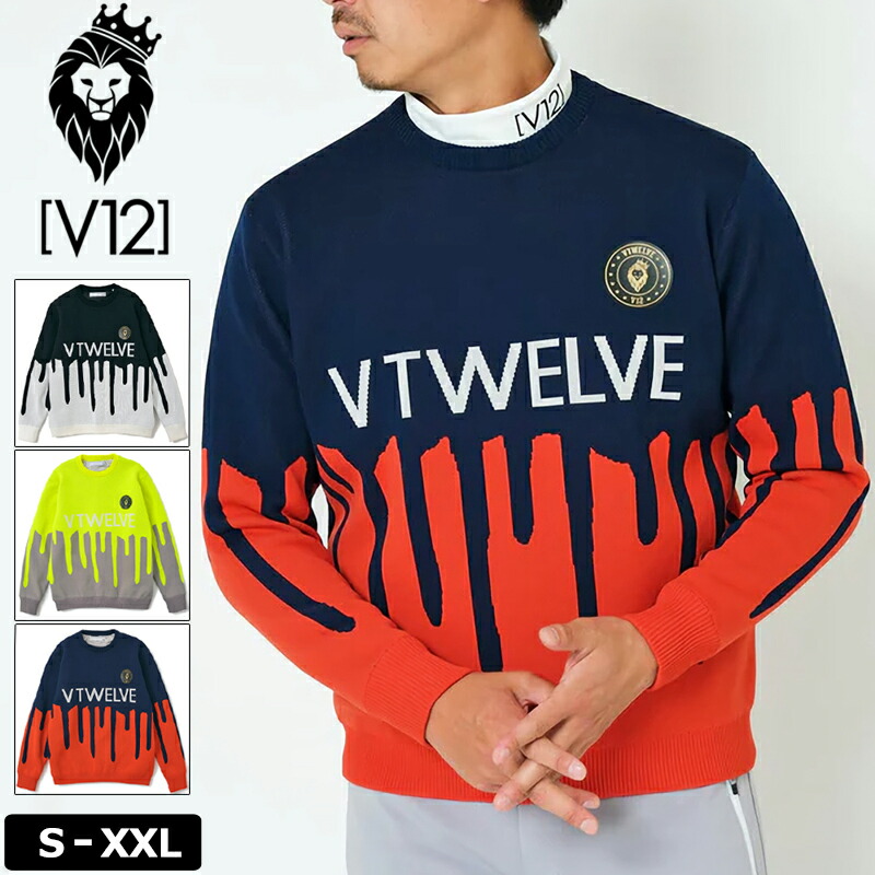 V12 ゴルフ メンズ 長袖 労働者の一団のど首 編み物 防風 保温 MELT KNIT V122320-KN05 プルオーバー 【新品】SCBR ゴルフ御召しもの 今めかしい 汗水 トップス V12GOLF OCT3
