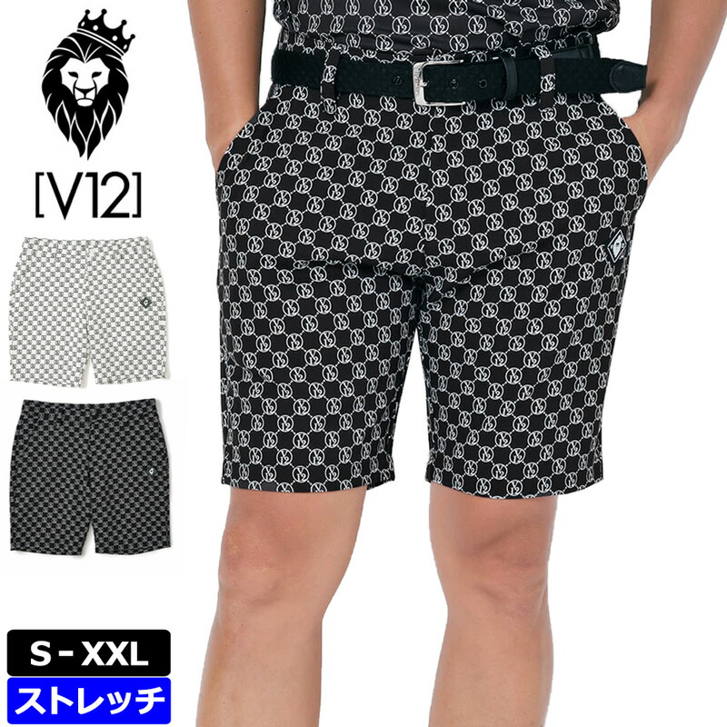 V12 ゴルフ メンズ 遊撃手ズボン下 MONOGRAM SHORTS V122410-HP08 ヴィ・トゥエルヴ 【新品】TAAR モノグラム ゴルフ御召しもの 伸ばすこと 分かりやすい GOLF MAR2