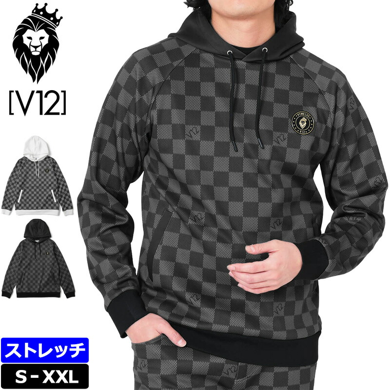 V12 ゴルフ メンズ プルオーバー ストレッチ 長袖パーカー DAM PARKA V122420-SW10 ヴィ・トゥエルヴ スウェット 【新品】TCBR ゴルフウェア V12GOLF