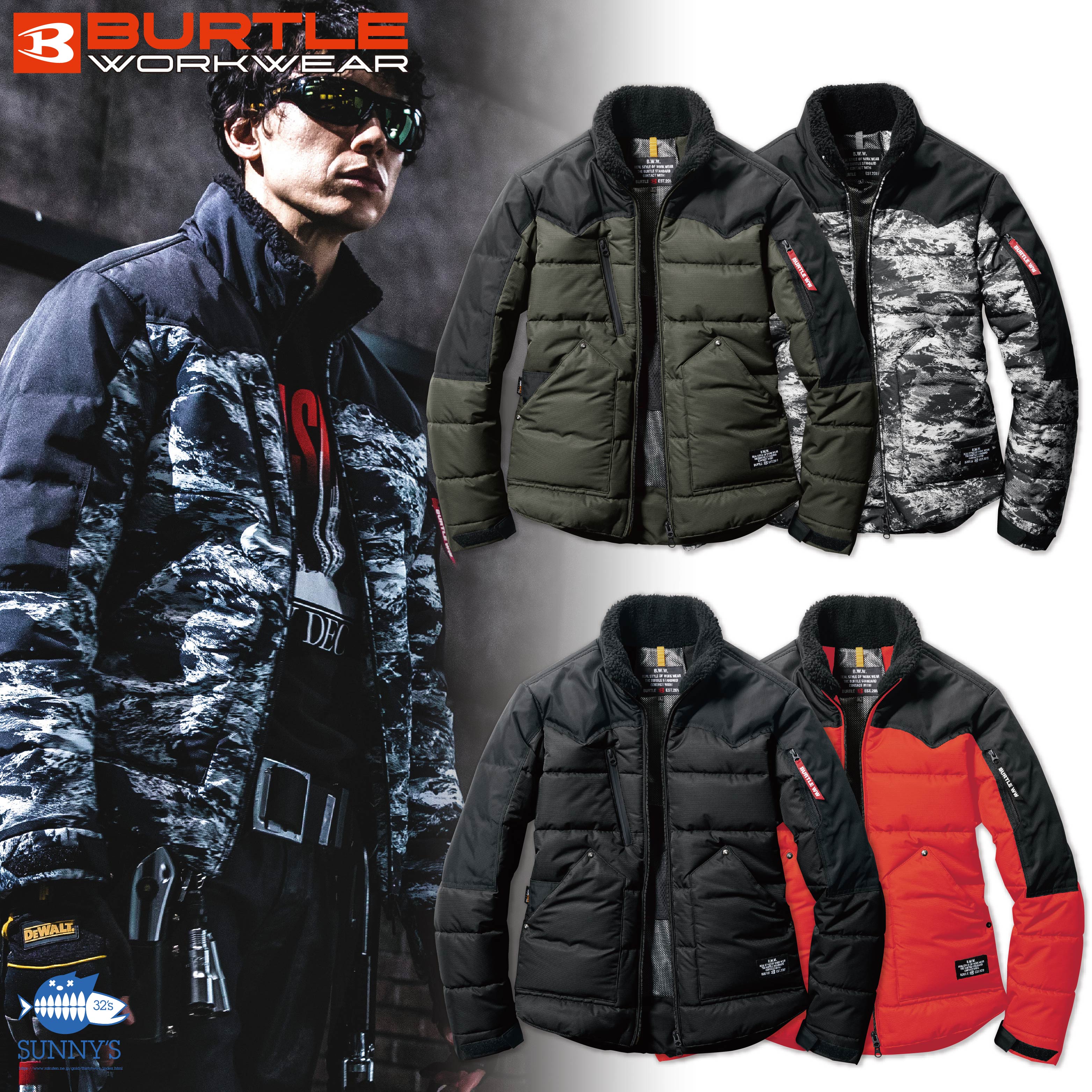 BURTLE(バートル)  サーモ手工芸品相応う 防寒上衣 S-3XL 秋冬 防風 保温 撥水 耐水 ダブルジップ遣りくち 男女兼用 ユニ一発やる やり方着 やり方服