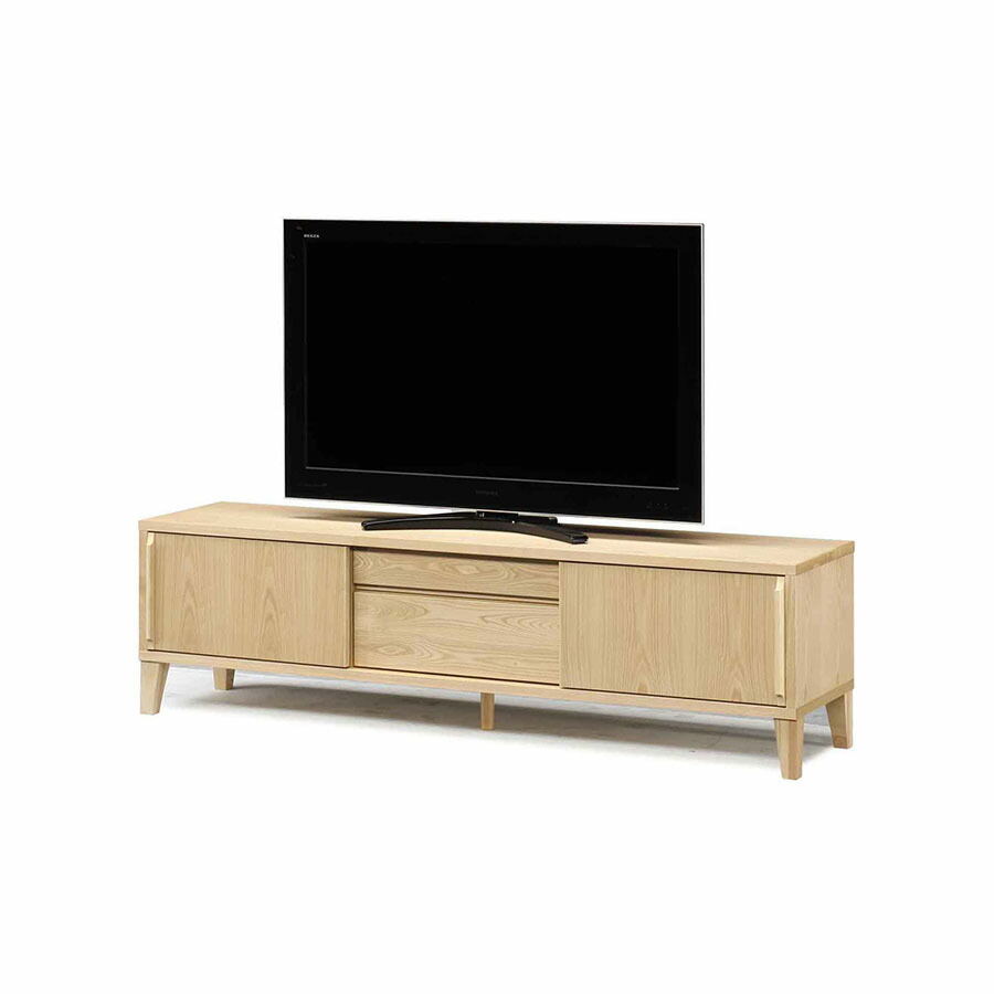 テレビ台 テレビボード 幅180 ナチュラル シンプル 可動棚 ローボード 木製 国産 日本製 大川家具 ブラックアッシュ無垢 脚付き 引出収納 コンパクト｜This Oneショップ