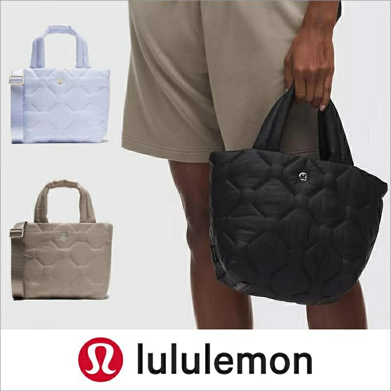 ルル檸檬 lululemon Quilty Pleasures Tote Bag Mini 5L キルティング トートバッグ 2WAY ショルダーバッグ 曲がった掛け 中綿入り口・入口 ロゴタイプ レディース ブランド名 心地好い