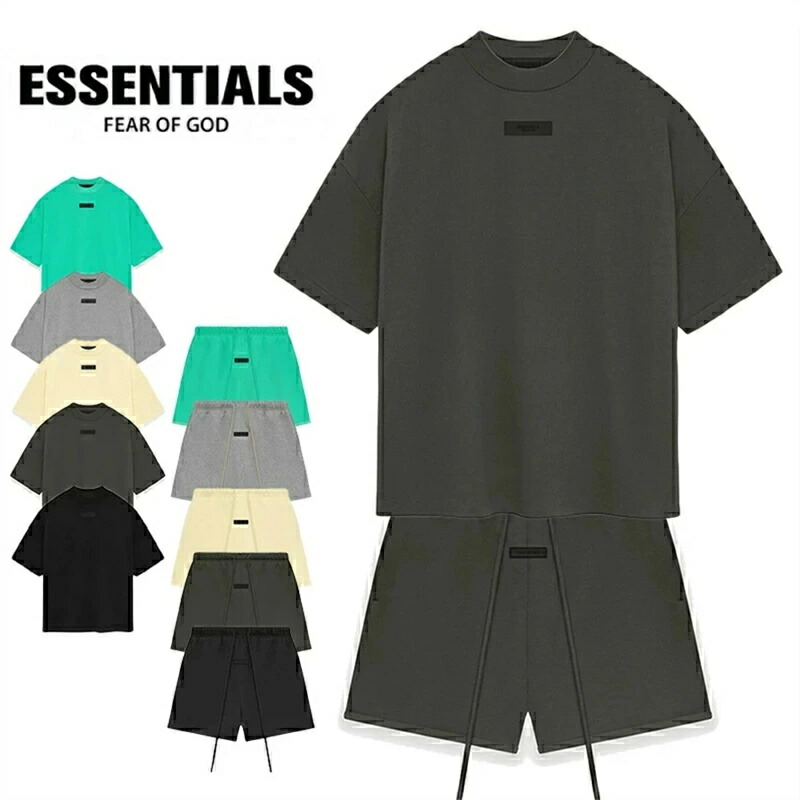 エッセンシャルズ ESSENTIALS セットアップショートパンツ Tシャツ2点 柔らかい セットアップ 通気性 通勤 快適 ファッシュ 男女兼用 5カラー選べ|THL SHOP
