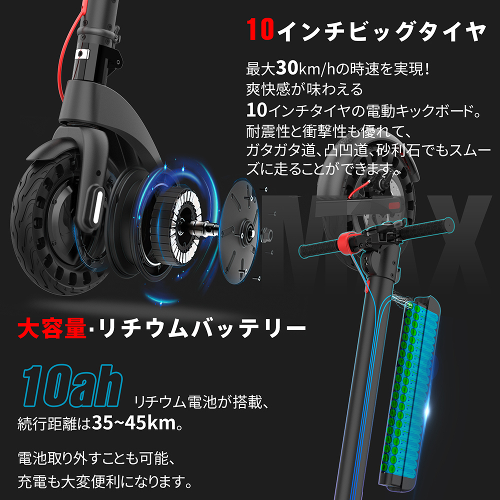 2月4日20時~ P10倍 最大2000円クーポン]電動キックボード 10インチ