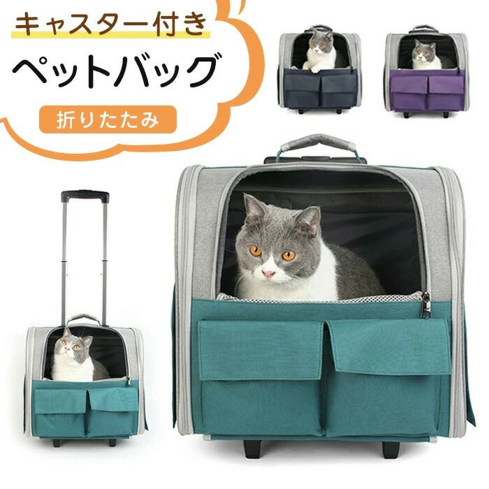 【店長おすすめ】猫 キャリーバッグ キャスター付き 犬 3way ペットキャリー ペットバッグ 楽に移動 ペットリュック 折りたたみ 通気性抜群 お出かけバッグ 猫キャリー リュック|sunlight