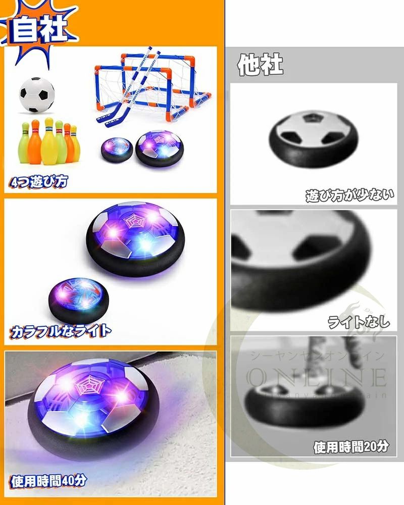【店長おすすめ】おもちゃ ホバーサッカー ホバーホッケー ゴール2個付き 浮力 サッカーボール 充電 LED付き サッカー アイスホッケー 男の子 親子ゲーム 家庭用 スポーツ 子供 クリスマス プレゼント 誕生日プレゼント